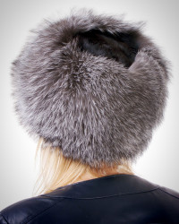 Krótka czarna kurtka zimowa z futrem lisa srebrnego